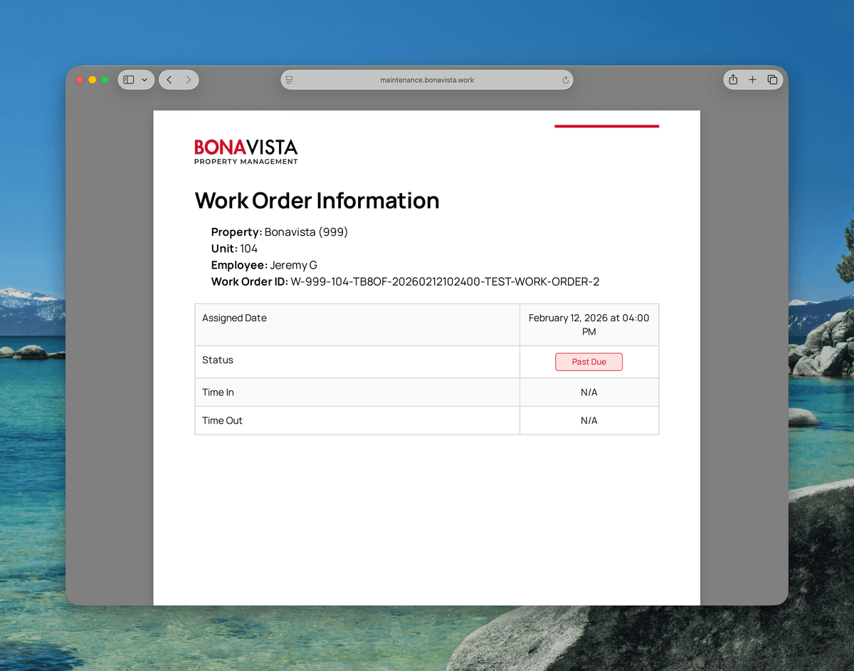 Work order PDF export